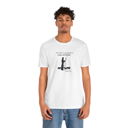 Christian Psalm 23 T-Shirt — "The LORD is my shepherd, I shall not want" Tee