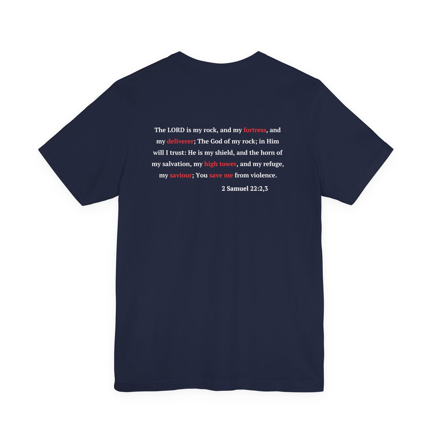 Castle Illustration Tee — "In Him, I Am Safe" Christian Scripture T‑Shirt