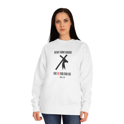 Christian 'Bear Your Cross' Crewneck Sweatshirt – Faith-Based Scripture Tee (Luke 9:23)