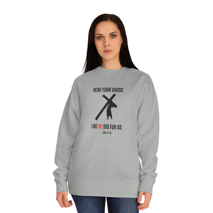 Christian 'Bear Your Cross' Crewneck Sweatshirt – Faith-Based Scripture Tee (Luke 9:23)