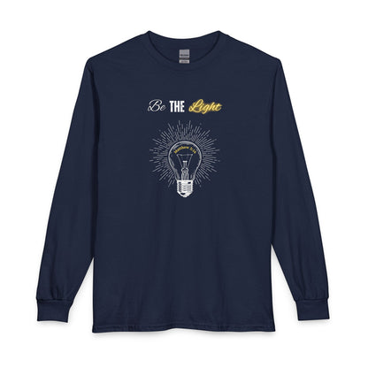 Be The Light Long Sleeve Tee – Inspirational Lightbulb Graphic