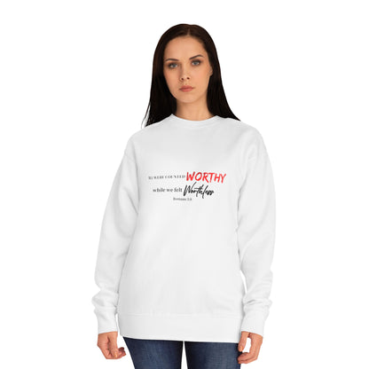 Crewneck Sweatshirt — 'Worthy' Inspirational Script Design