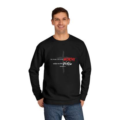 Crewneck Sweatshirt — 'Worthy' Inspirational Script Design