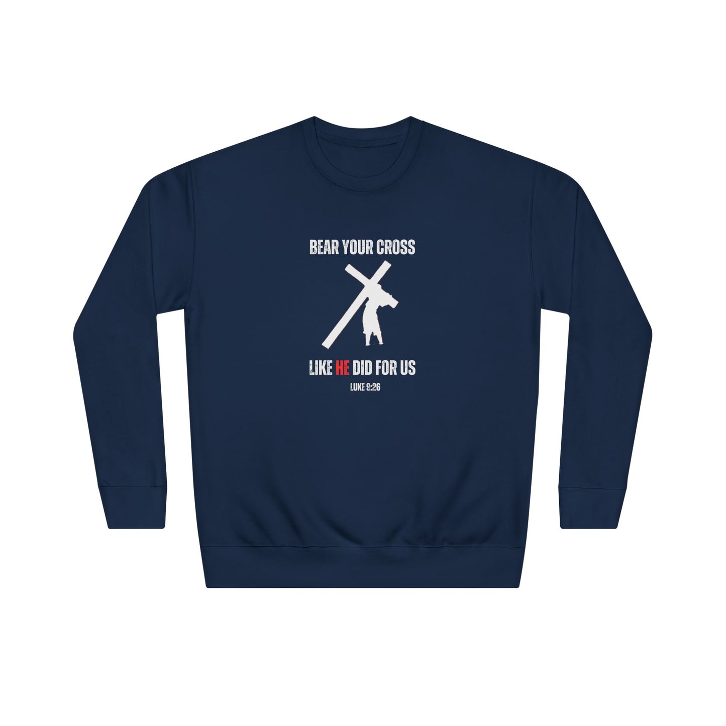 Christian 'Bear Your Cross' Crewneck Sweatshirt – Faith-Based Scripture Tee (Luke 9:23)