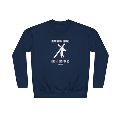 Christian 'Bear Your Cross' Crewneck Sweatshirt – Faith-Based Scripture Tee (Luke 9:23)