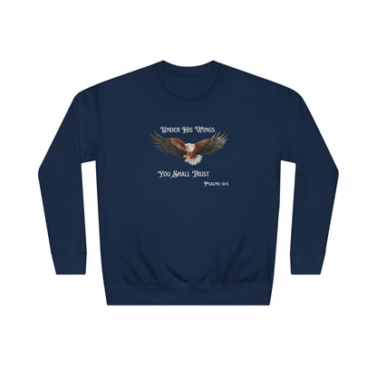 Faith Eagle Sweatshirt — "Under His Wings You Shall Trust" Crewneck