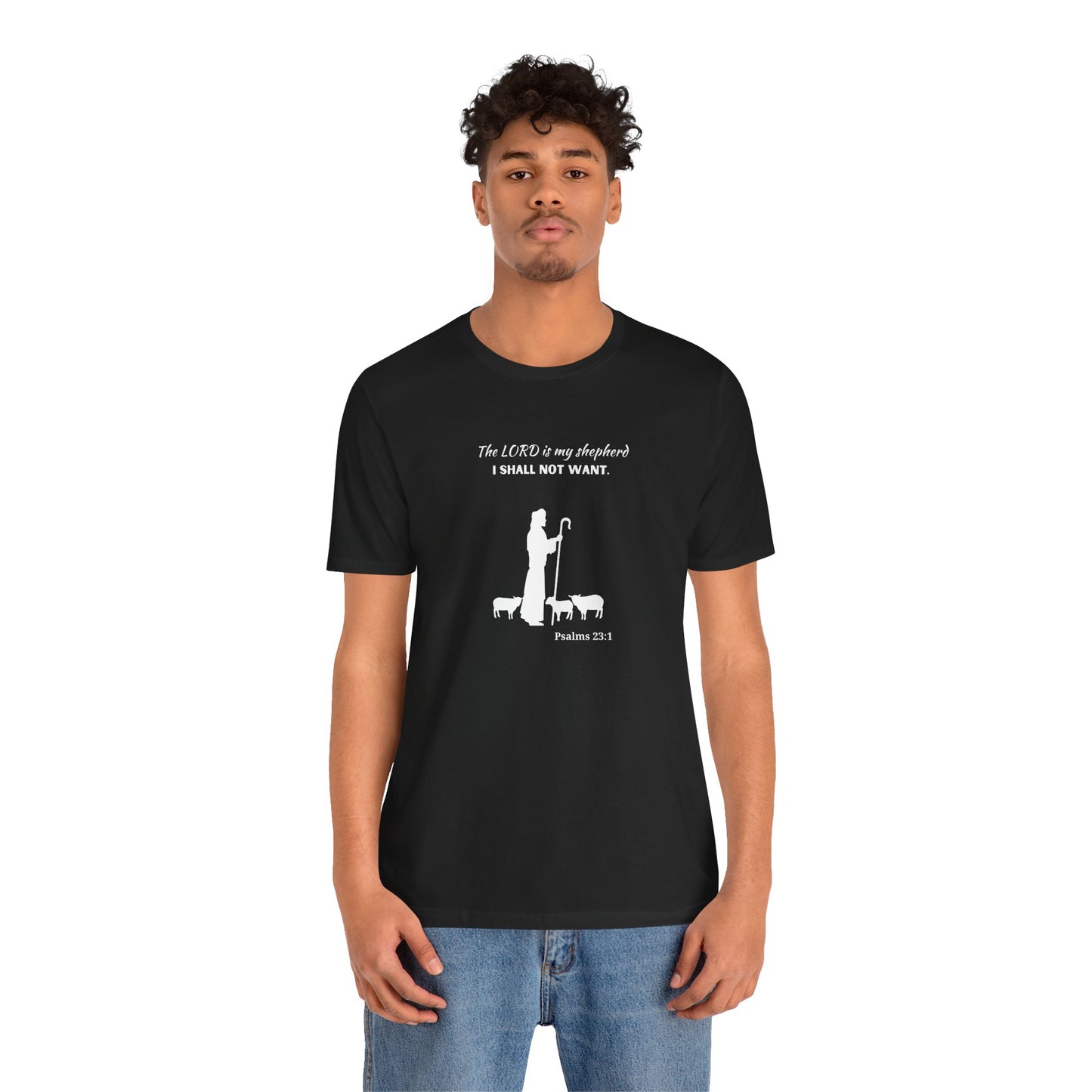 Christian Psalm 23 T-Shirt — "The LORD is my shepherd, I shall not want" Tee