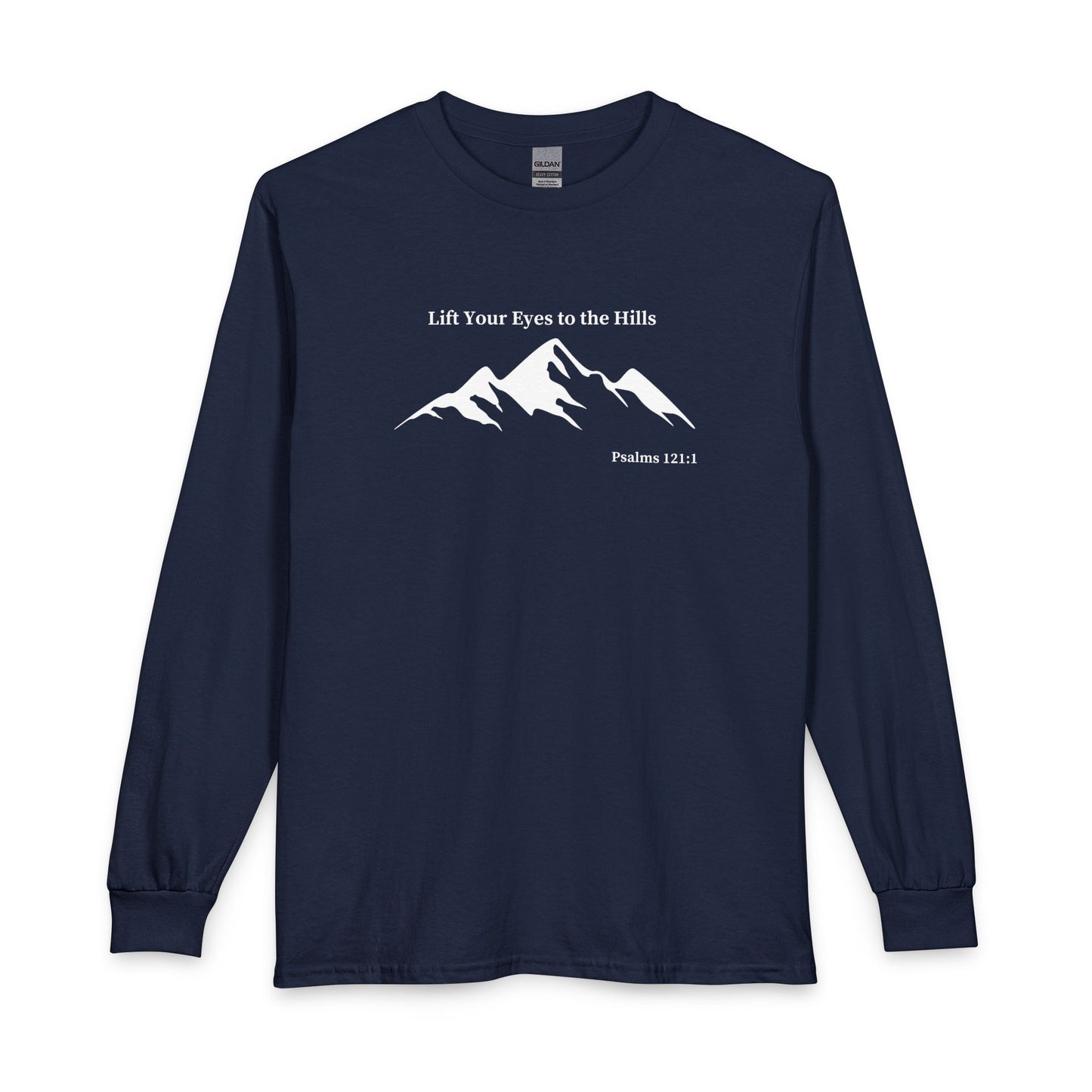 Long Sleeve Shirt — "Lift Your Eyes to the Hills" Mountain Psalm Design