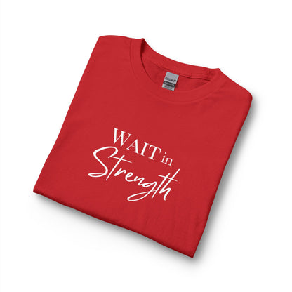 Wait in Strength Long Sleeve Tee — Christian Scripture Psalms 27:14 Faith Shirt