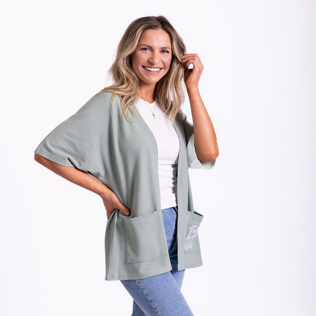 Faith Hope Love Waffle Knit Kimono