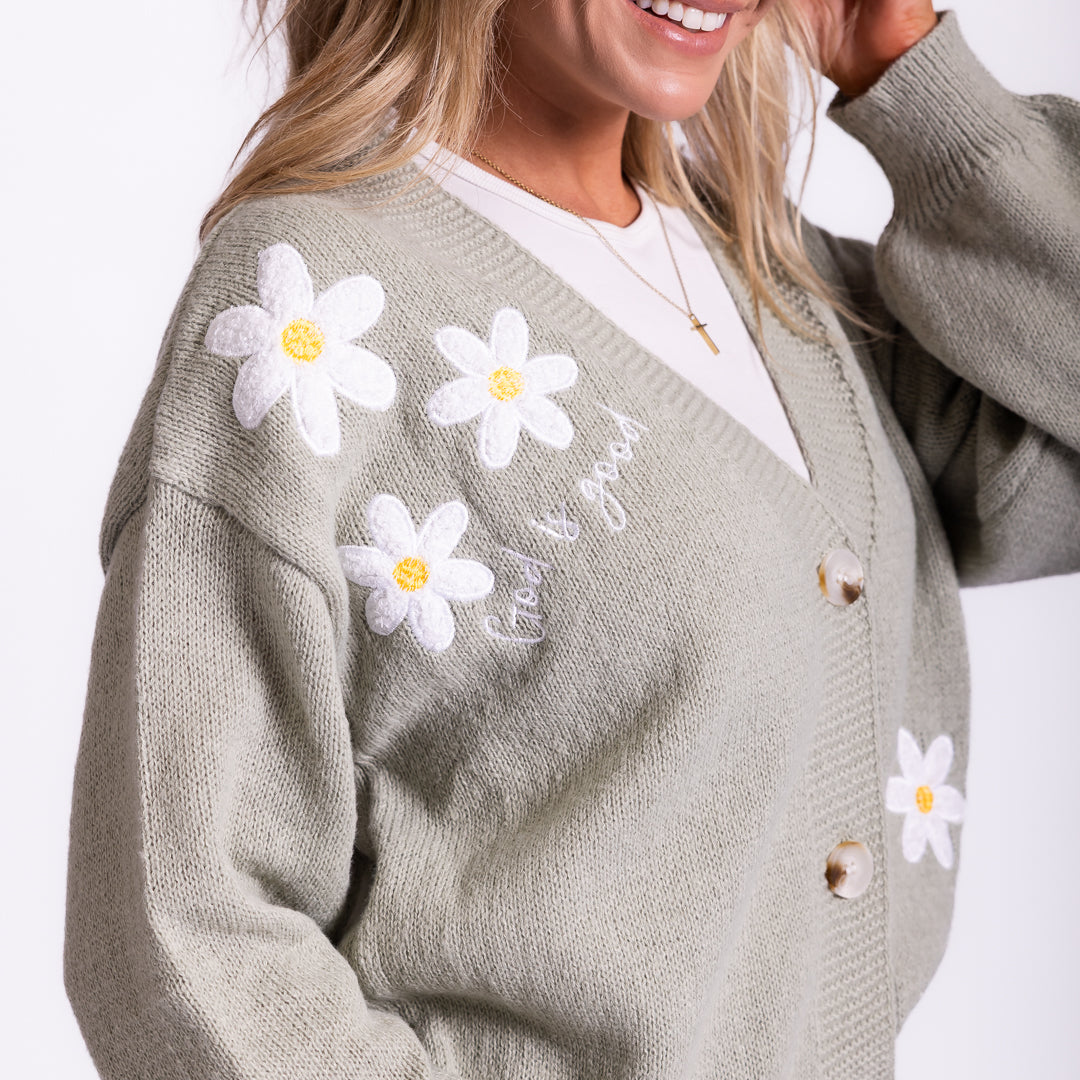 God is Good Flower Cardigan