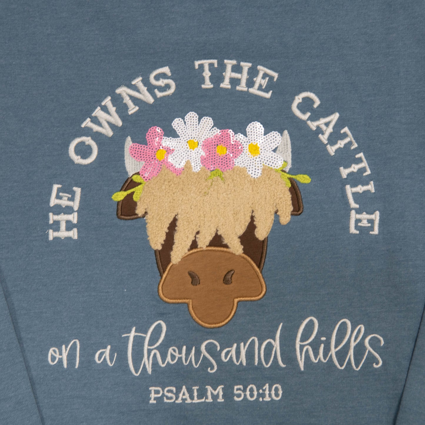 He Owns the Cattle Embellished Sweatshirt