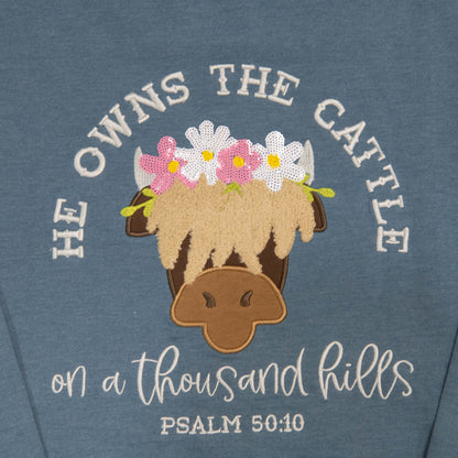 He Owns the Cattle Embellished Sweatshirt