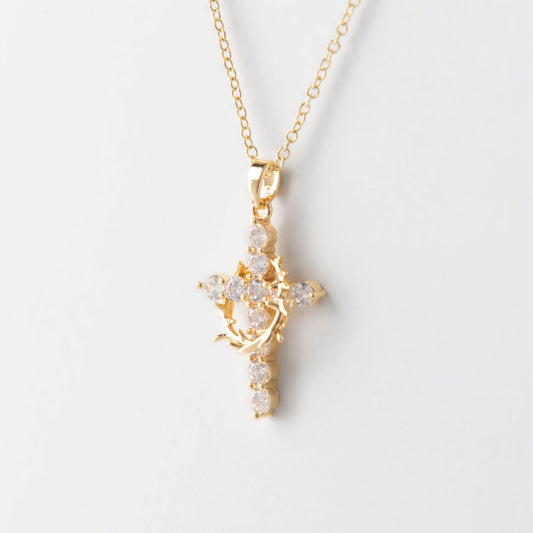Christmas CLOSEOUT Deal Cross and Crown Necklace
