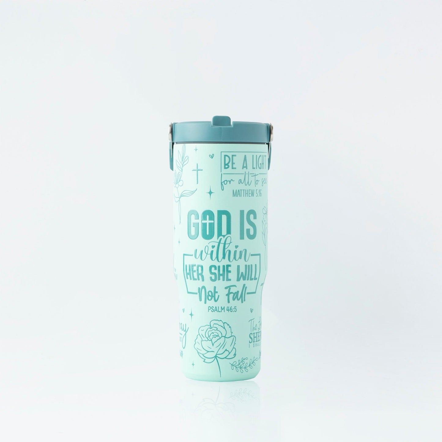 God is Within Her Stainless Steel 30oz Flip Top Tumbler