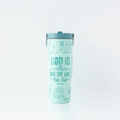 God is Within Her Stainless Steel 30oz Flip Top Tumbler
