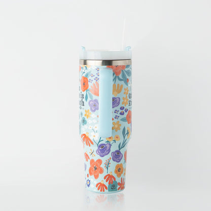 His Grace is Enough All Over Stainless Steel 40oz Tumbler with Handle