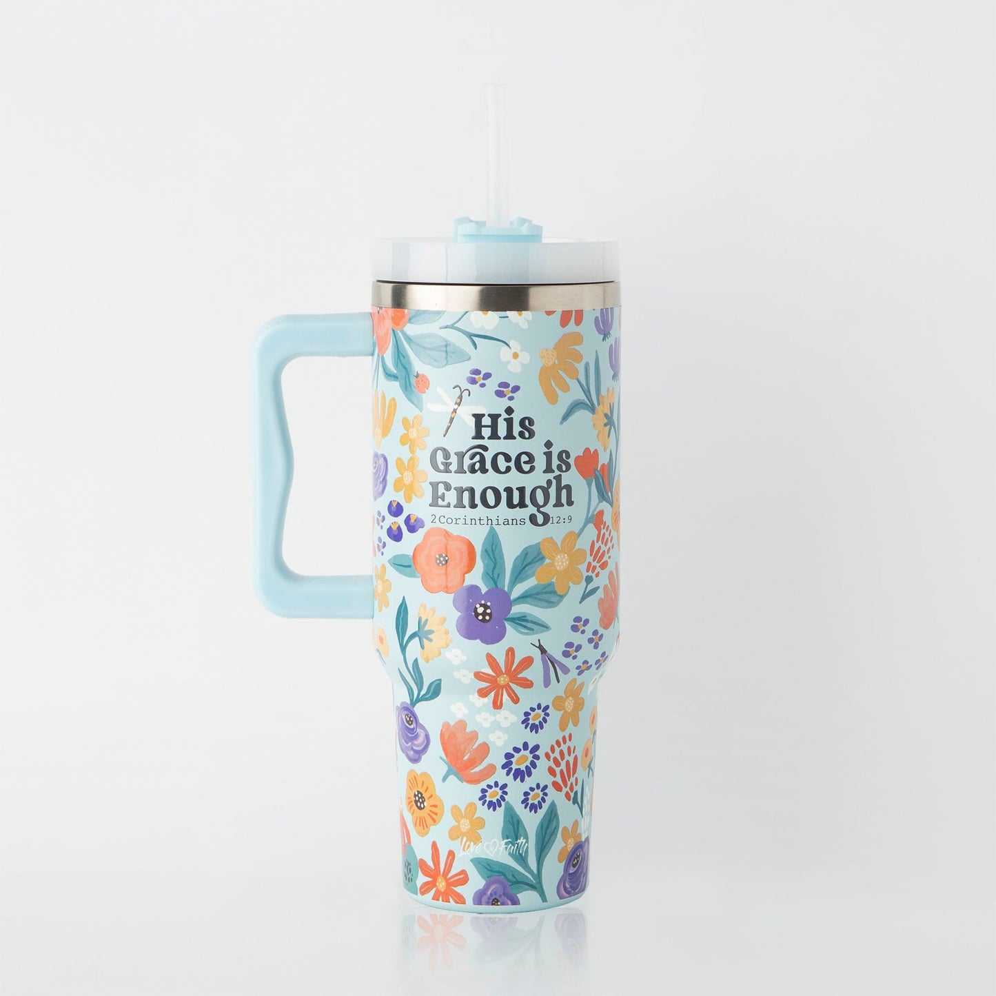 His Grace is Enough All Over Stainless Steel 40oz Tumbler with Handle