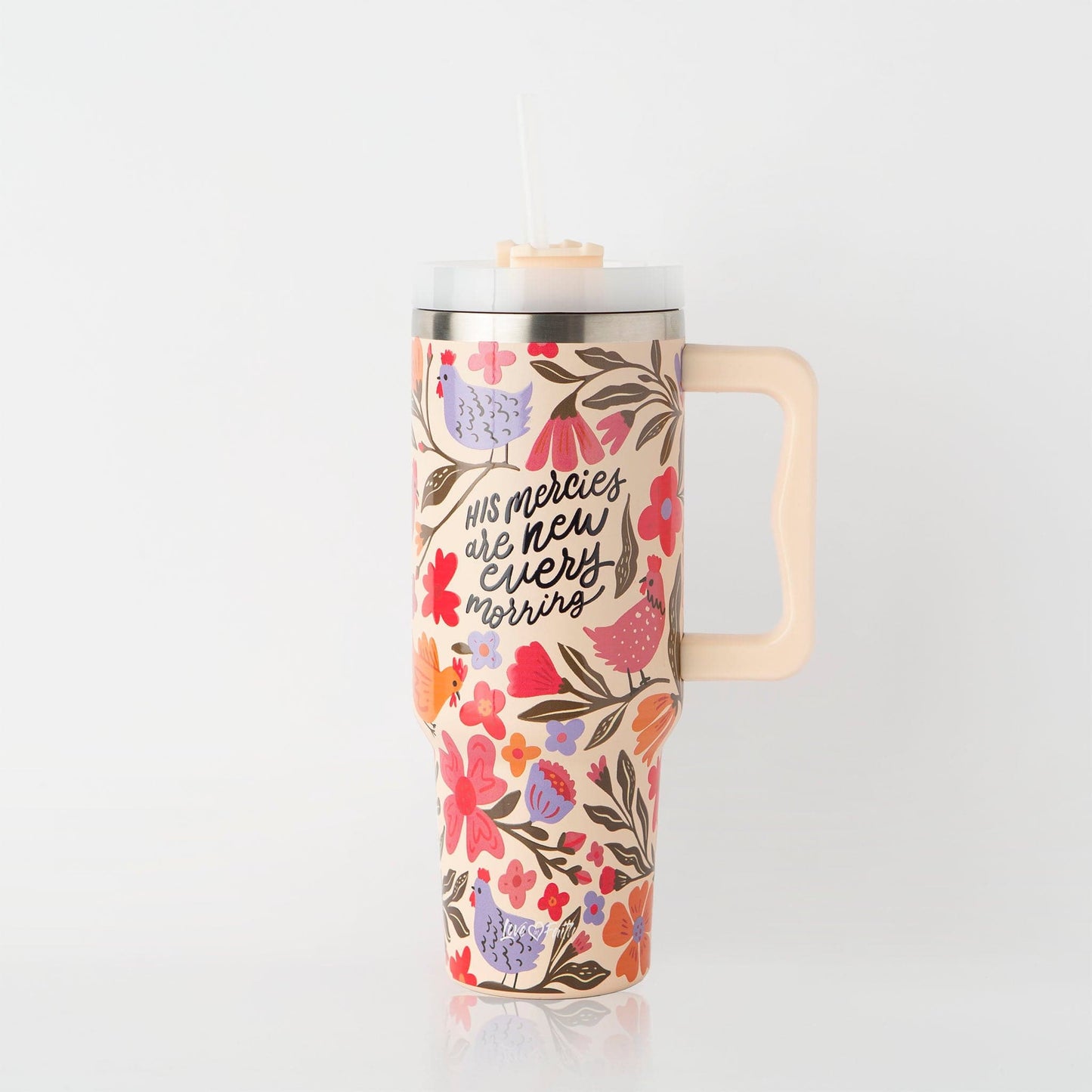 His Mercies are New All Over Stainless Steel 40oz Tumbler with Handle
