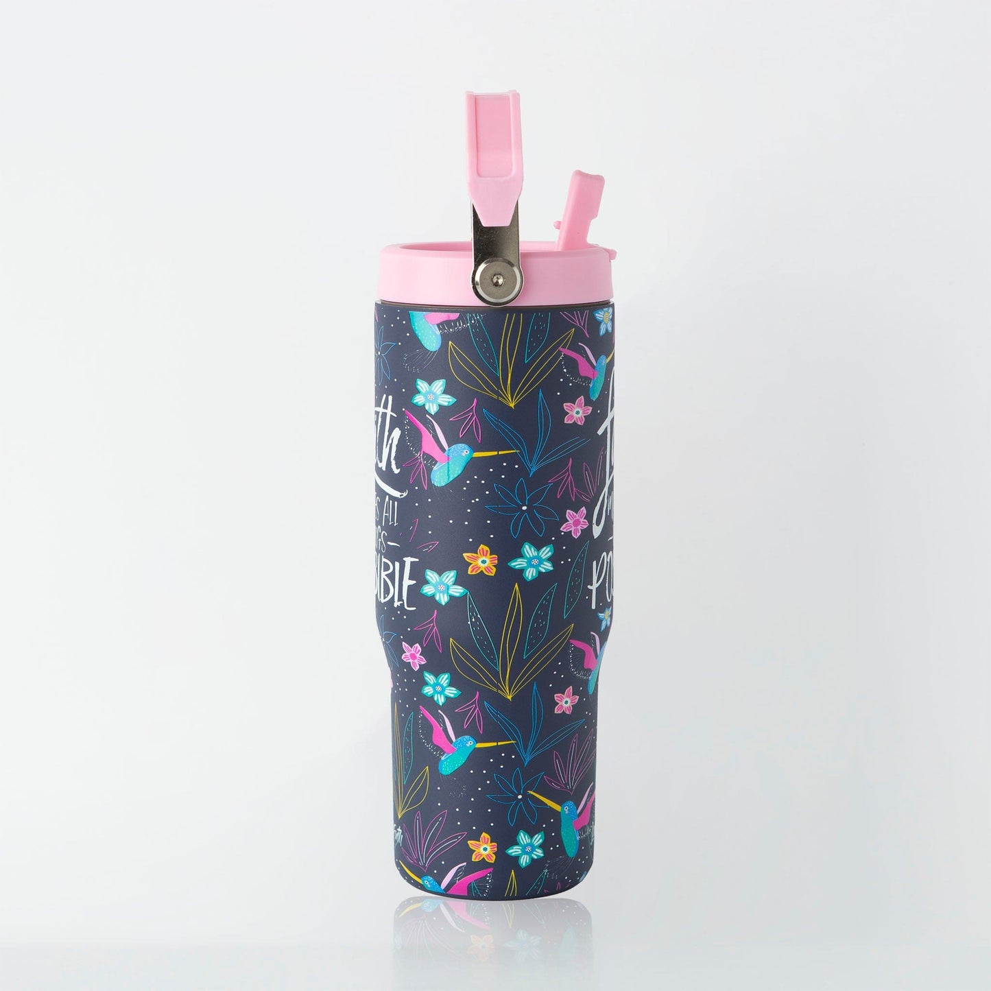 Faith Hummingbird Stainless Steel 30oz Flip Top Tumbler