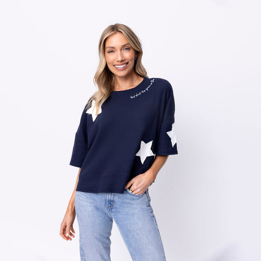 God Shed His Grace Waffle Knit Boxy Tee