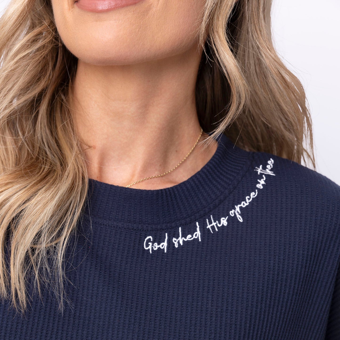 God Shed His Grace Waffle Knit Boxy Tee