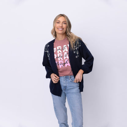Kind Words Are Like Honey Floral Embroidered Cardigan