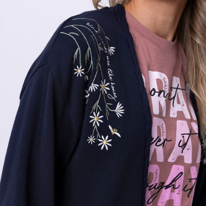 Kind Words Are Like Honey Floral Embroidered Cardigan