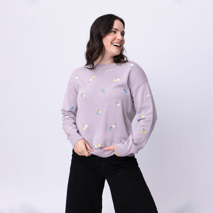 Grow in Grace Floral Embroidered Crewneck Sweater