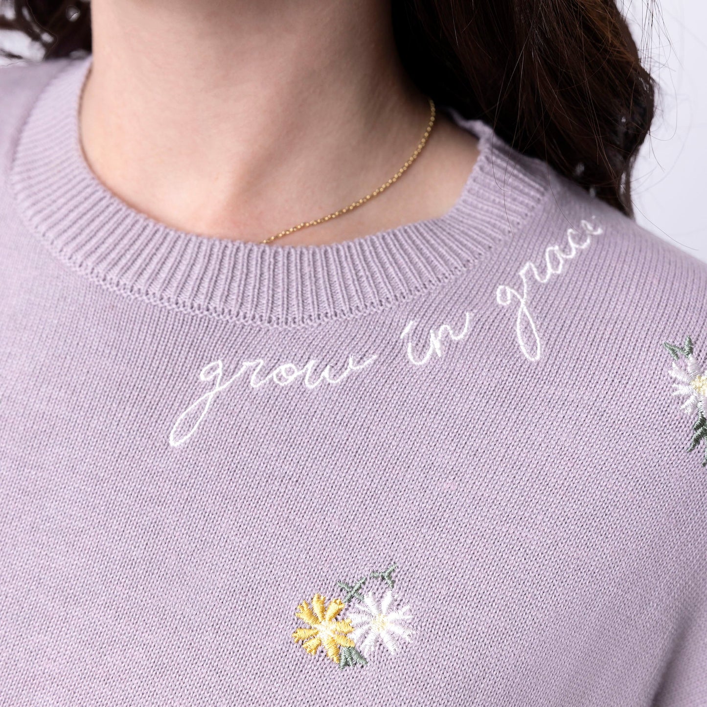 Grow in Grace Floral Embroidered Crewneck Sweater