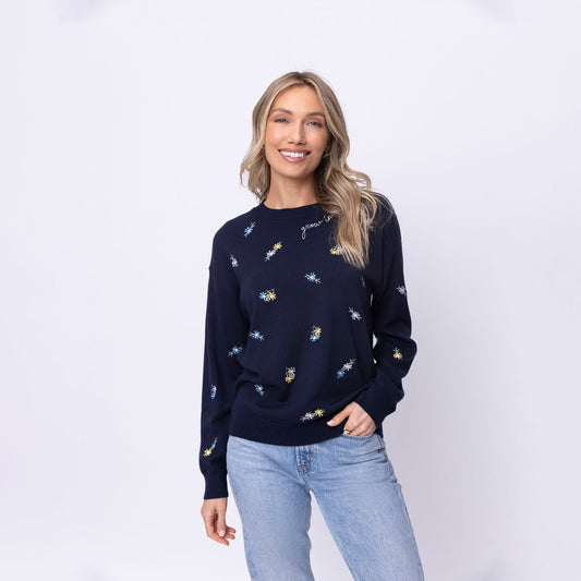 Grow in Grace Floral Embroidered Crewneck Sweater