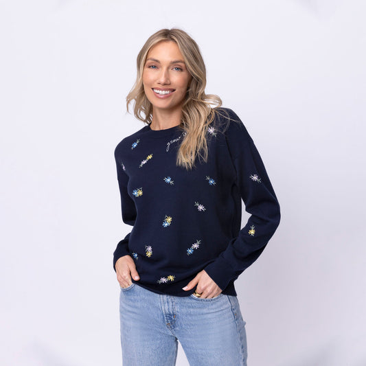 Grow in Grace Floral Embroidered Crewneck Sweater