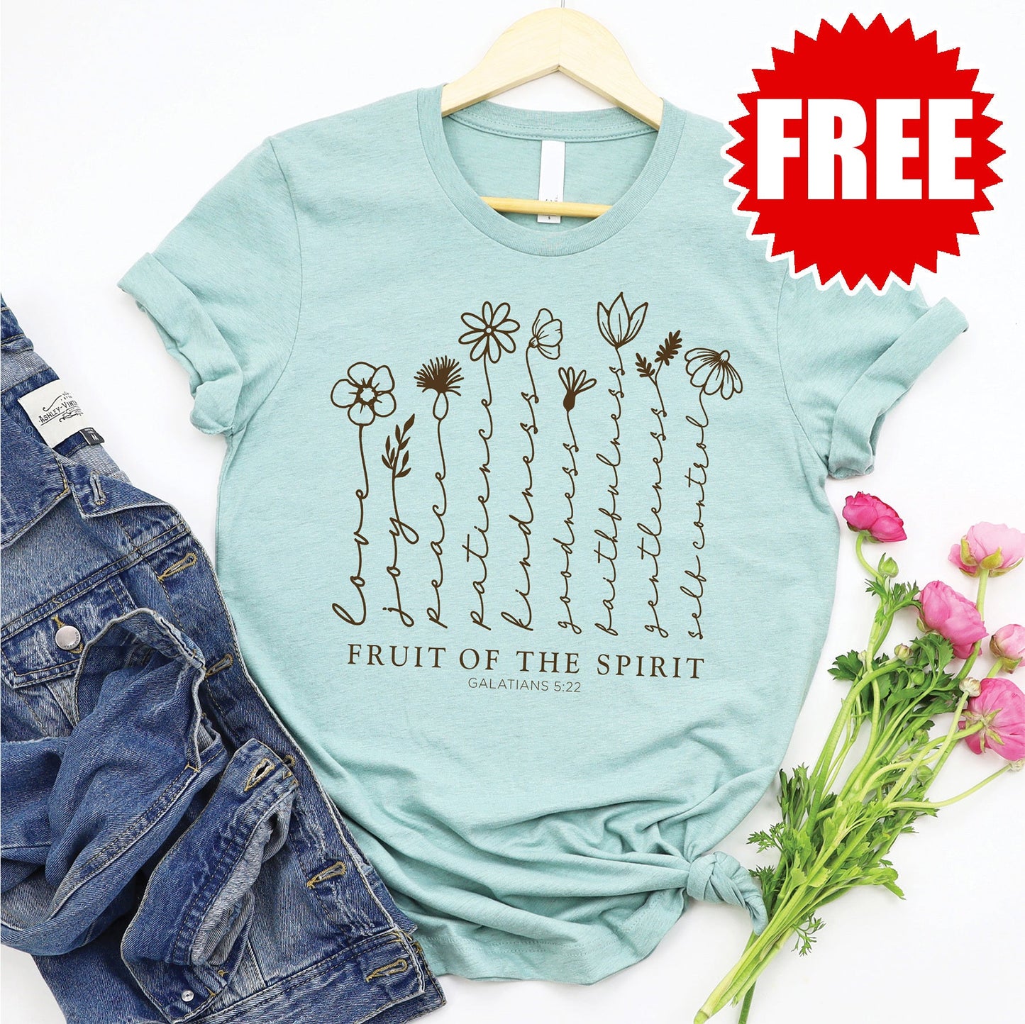 Fruit Of The Spirit Tee - Heather Dusty Blue - 0