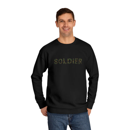 Soldier Crewneck Sweatshirt — Minimal Military Tribute Pullover with 'SOLDIER' Text