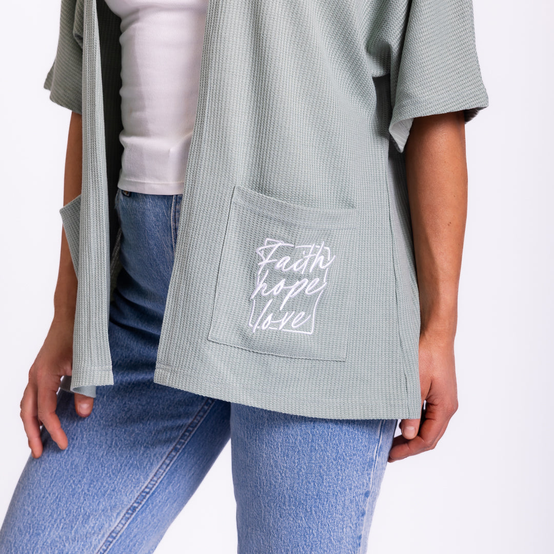 Faith Hope Love Waffle Knit Kimono