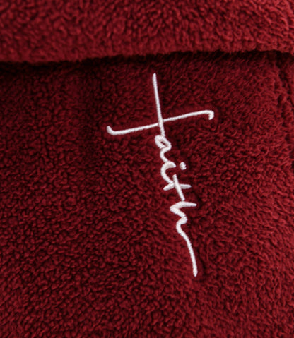 Crimson Faith Cross Cozy Sherpa Fleece Half Zip Pullover & Sweatpants Bundle