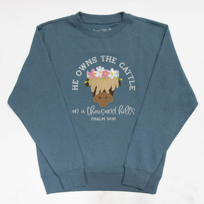 He Owns the Cattle Embellished Sweatshirt