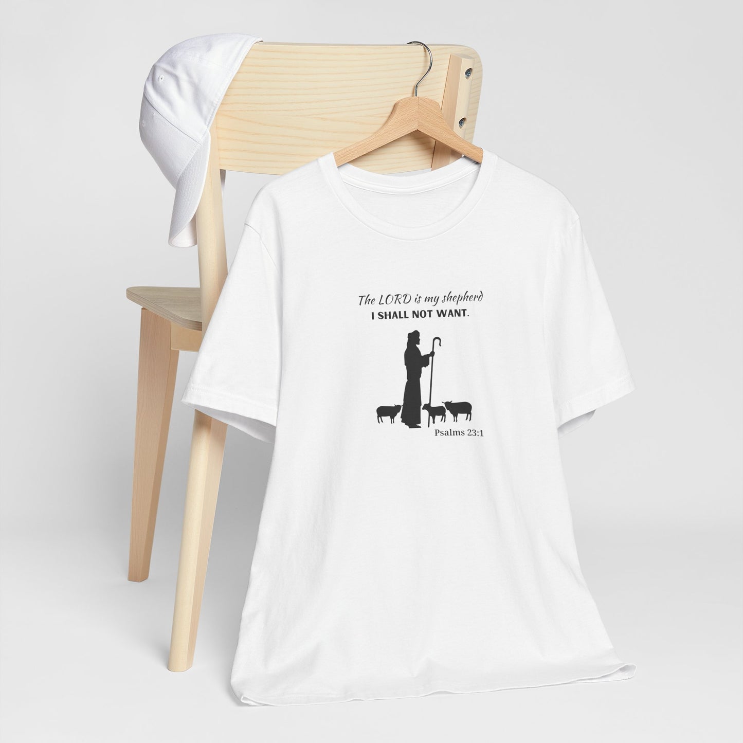 Christian Psalm 23 T-Shirt — "The LORD is my shepherd, I shall not want" Tee