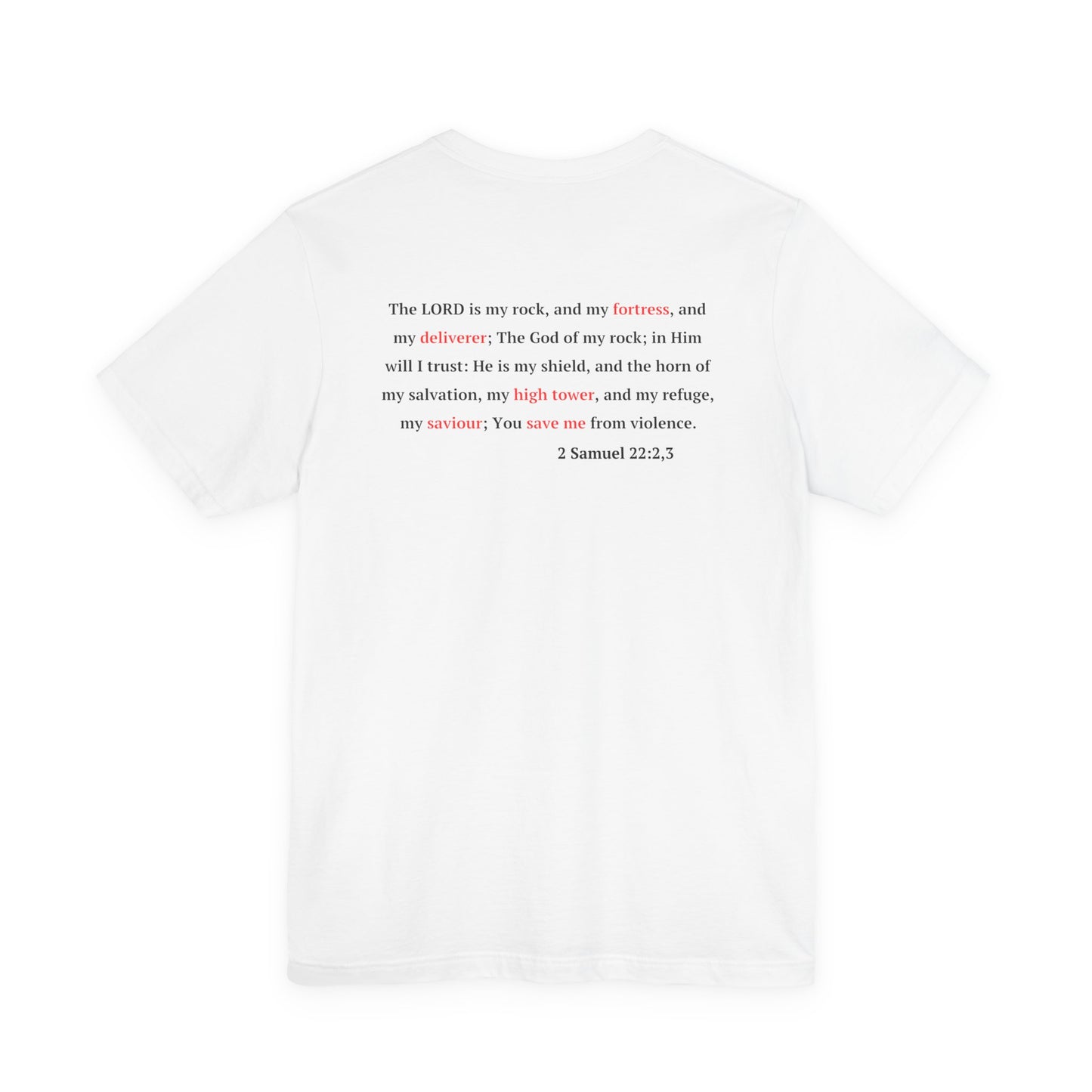 Castle Illustration Tee — "In Him, I Am Safe" Christian Scripture T‑Shirt