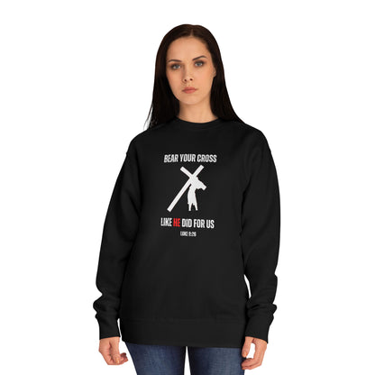 Christian 'Bear Your Cross' Crewneck Sweatshirt – Faith-Based Scripture Tee (Luke 9:23)