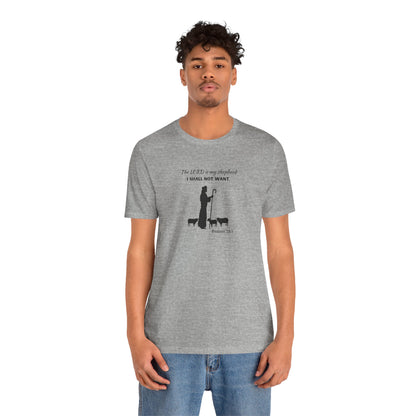 Christian Psalm 23 T-Shirt — "The LORD is my shepherd, I shall not want" Tee