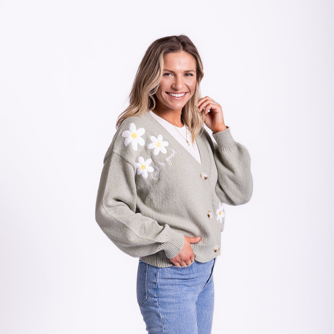 God is Good Flower Cardigan