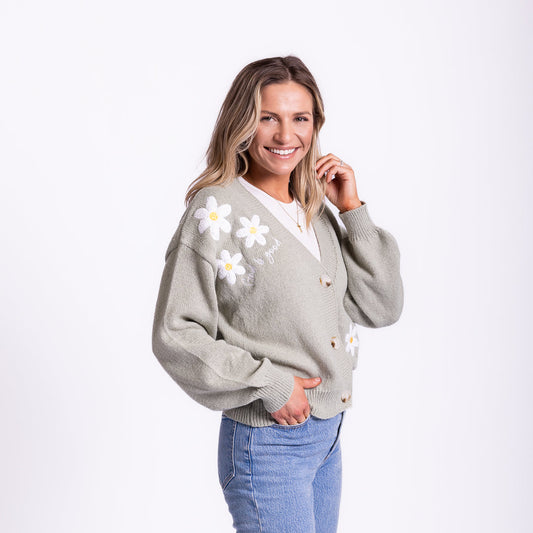 God is Good Flower Cardigan