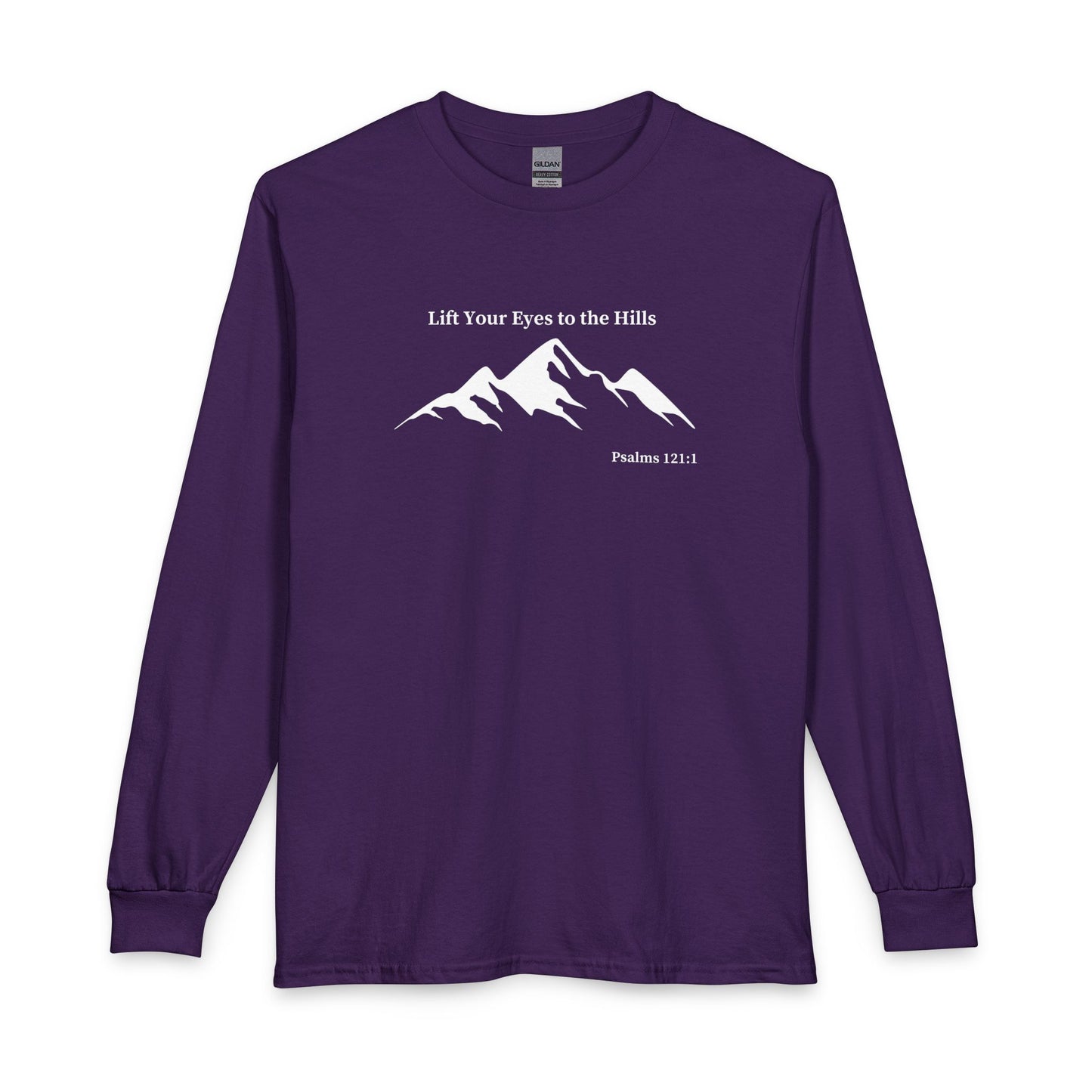 Long Sleeve Shirt — "Lift Your Eyes to the Hills" Mountain Psalm Design