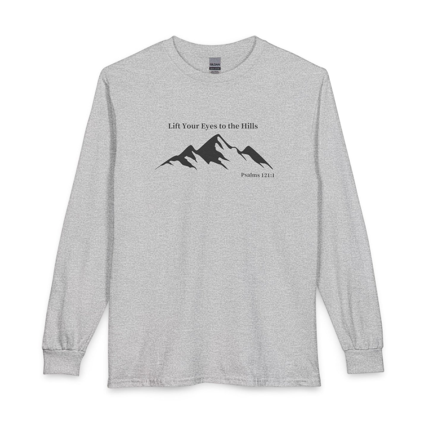 Long Sleeve Shirt — "Lift Your Eyes to the Hills" Mountain Psalm Design