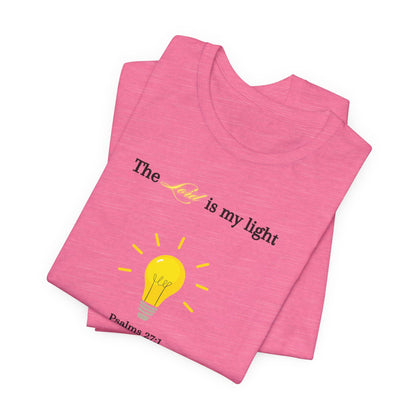 Lightbulb Psalm Tee — "The Lord is my light" Scripture T-Shirt