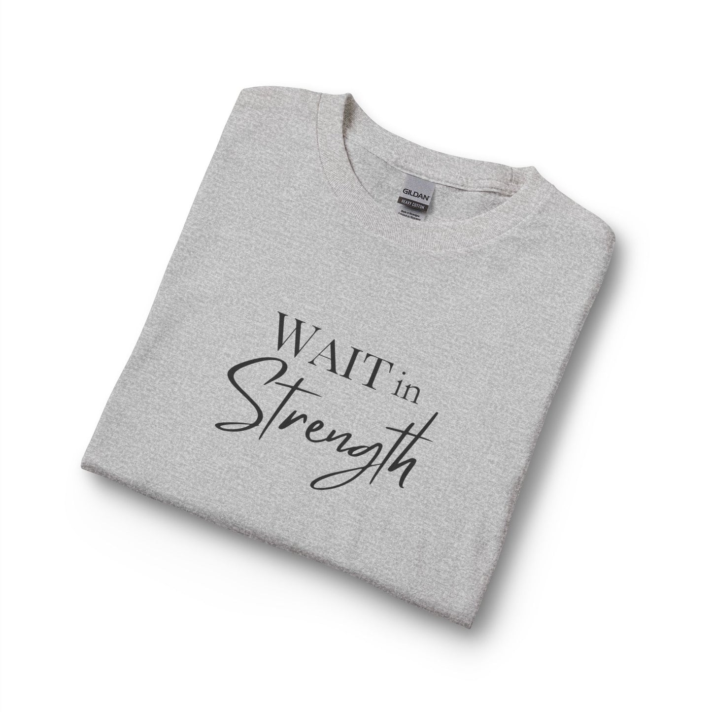 Wait in Strength Long Sleeve Tee — Christian Scripture Psalms 27:14 Faith Shirt