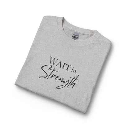 Wait in Strength Long Sleeve Tee — Christian Scripture Psalms 27:14 Faith Shirt