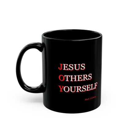 JOY Black Ceramic Mug — Motivational Coffee Cup (11oz & 15oz)