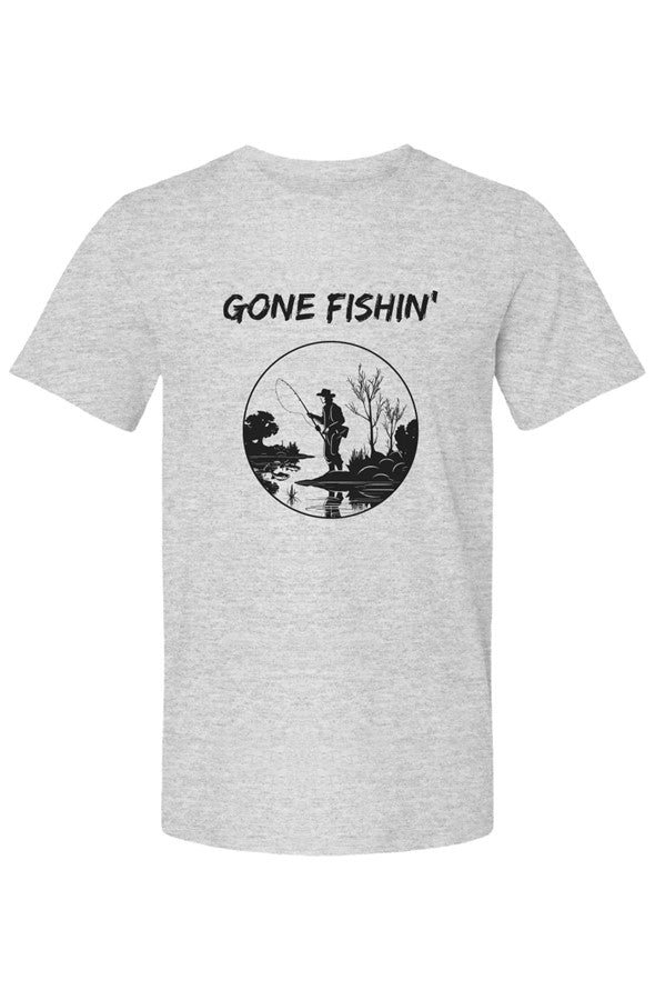 Christian T-Shirts with Gone Fishin' faith-inspired graphic design